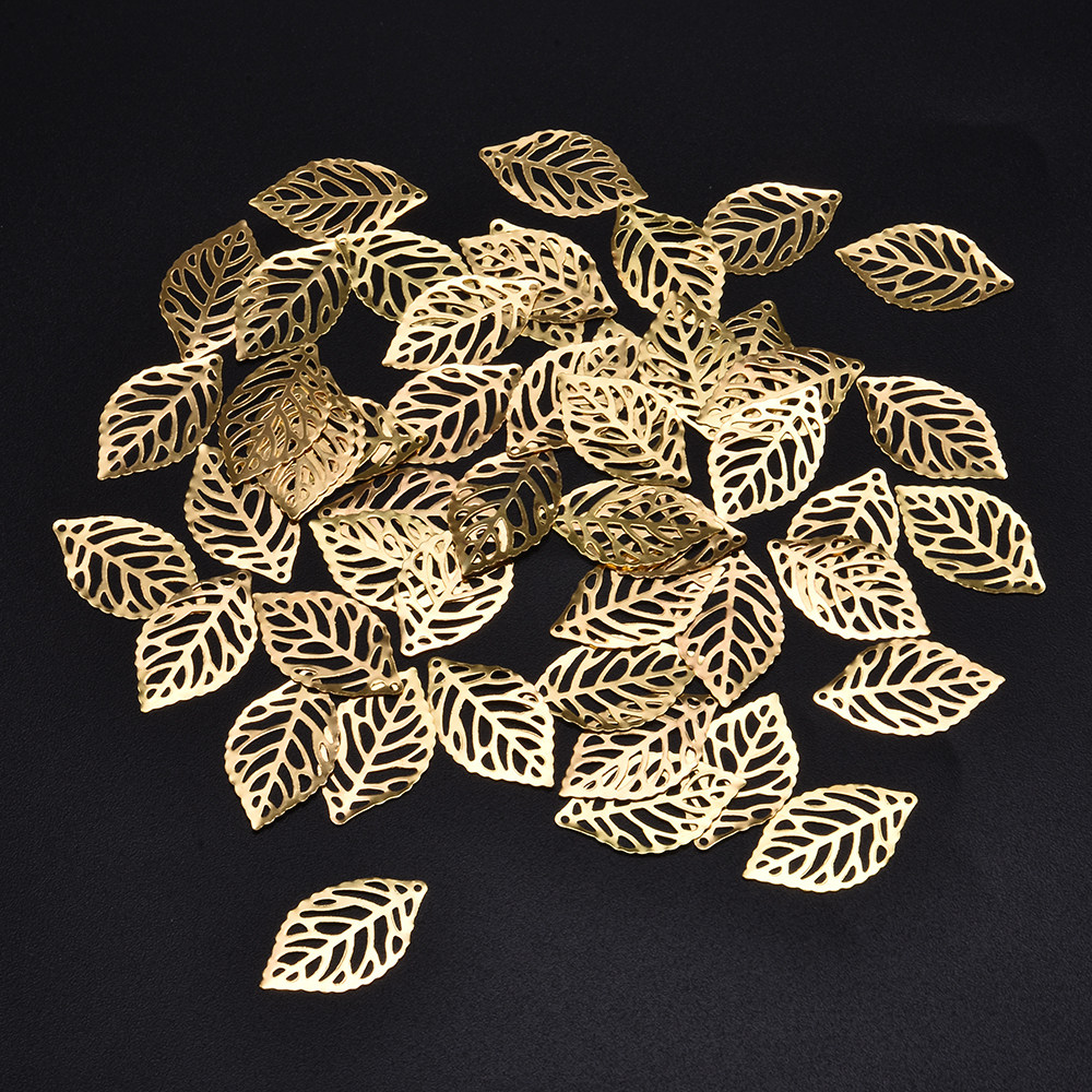 100Pcs Leaves Filigree Metal Crafts Jewelry DIY Accessories