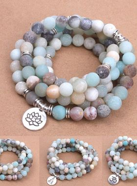 OM Buddha Charm Yoga Bracelet 108 Mala Necklace Dropshippin