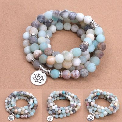 OM Buddha Charm Yoga Bracelet 108 Mala Necklace Dropshippin