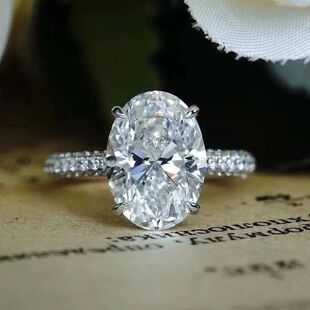New Sterling Silver Oval 4ct Lab Diamond Ring  Engagement
