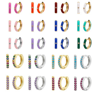 New 20 Color Round Silver Hoops Earrings Women 2023 Trendy