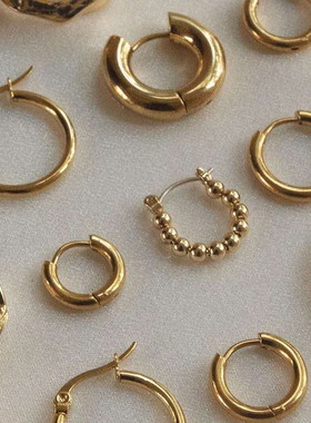 Punk Gold Color Stainless Steel Hoop Earrings for Women