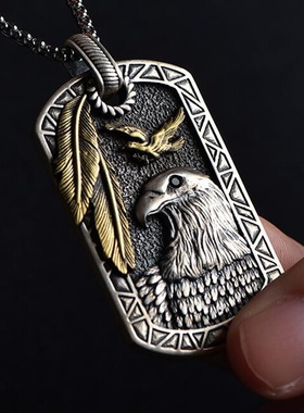 Punk Creative Design Animal Flying Eagle Square Pendant