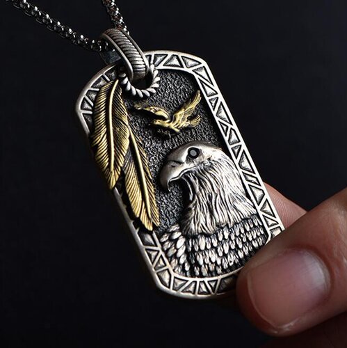 Punk Creative Design Animal Flying Eagle Square Pendant
