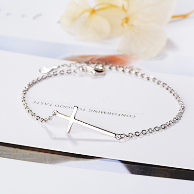 New Sterling Silver Cross Charm Bracelet For Women Bracelet