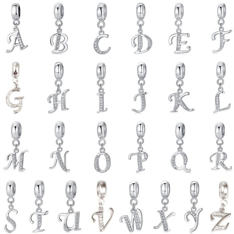 2022 New Bead charm Letter A-Z Crystal Pendant Bead Fit
