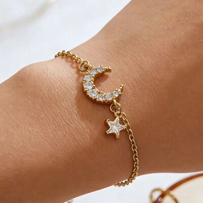 Stars and Moon Stainless Steel Bracelets for Women 18K