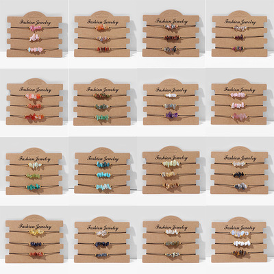 3PCS/SET Natural Chip Quartzs Stone Bracelet Set Women Men