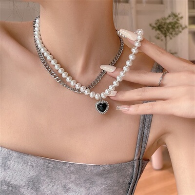 IFMIA New Vintage Link Chain Heart Pendant Necklace Female
