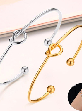 Temperament Knot Bangle for Women Stainless Steel Tied Cuff