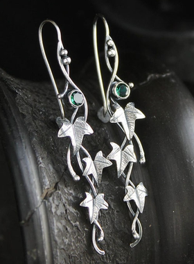 Ethnic Silver Color Metal Leaf Women's Earring Vintage