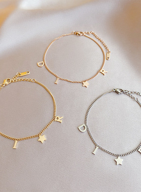 Korea New Fashion Letter Star Pendant Bracelet Woman Simple