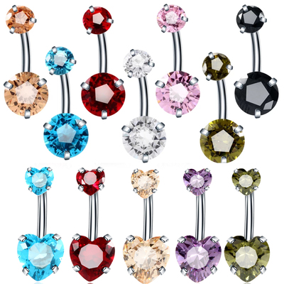 1Pc/10Pcs Surgical Steel Crystal Rhinestone Belly Button