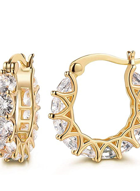 Full Paved Crystal CZ Hoop Earrings for Women Dazzling