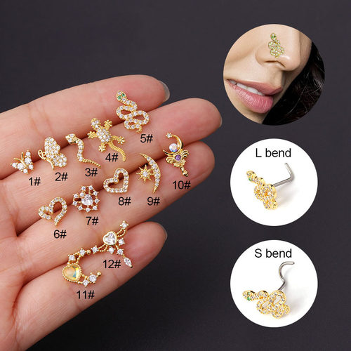 20G Stainless Steel Nose Studs Piercing Flower Cubic