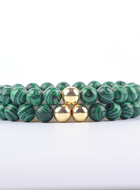 Couple Malachite Bead Luxury Bracelet for Women Stainless