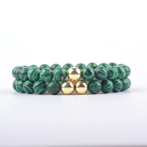 Couple Malachite Bead Luxury Bracelet for Women Stainless