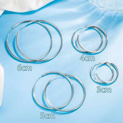 Silver Plated Earrings For Women Silver Color Hoop Earrings