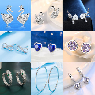 925 Silver Women Hoop Earrings Fashion Pendientes Gift For