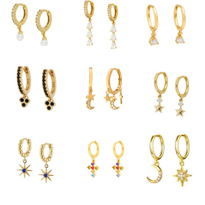 AIDE Small Cross Hoop Pendant Earrings For Women Pendientes