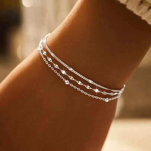 Sparking Sterling Silver Chain Bracelets For Women Elegant T