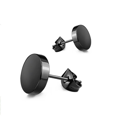 ZMZY Stainless Steel Ear Studs Earrings Black Silver Color