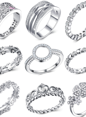 Fashion Crystal Silver Color Ring For Women Flower Love Hea