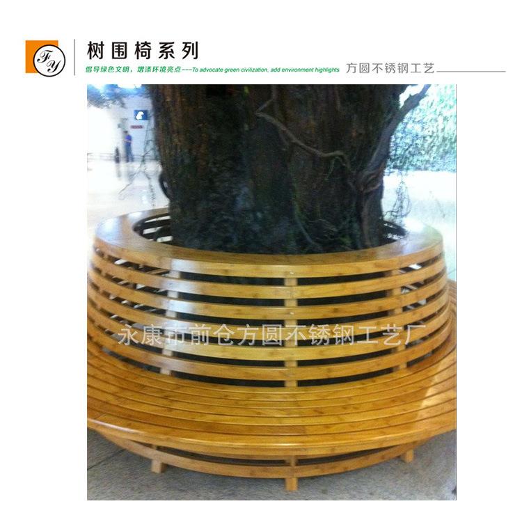 厂家直供公园休闲椅铝压铸脚木凳子椅子户外围树椅园形防腐木圆凳