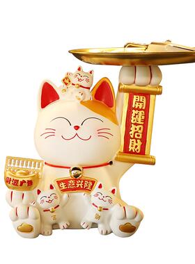 开业招财猫二维码带音响创意摆件新店开业店铺酒店前台收银招财猫