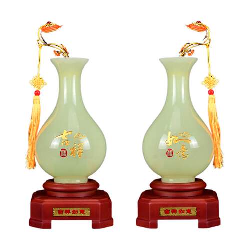 节节高琉璃玉石花瓶摆件酒柜电视柜装饰品保险开门红礼品