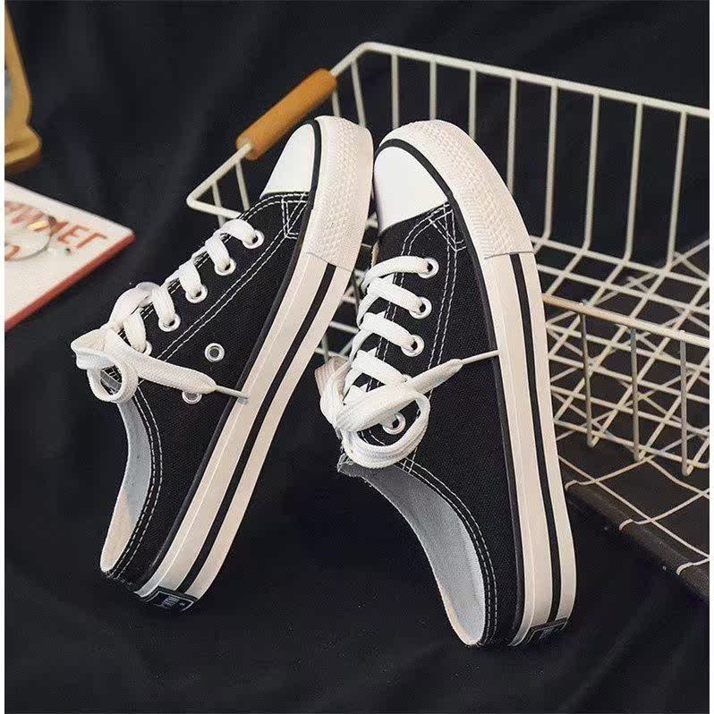 2019 summer new pattern canvas shoe student Korean Edition Versatile ins Semi slipper Women's Shoes skate shoesin the Shoes/Baby Shoes/Parent-child shoes , Canvas shoes  category - from Buy2taobao.com to provide professional Taobao agent buy service