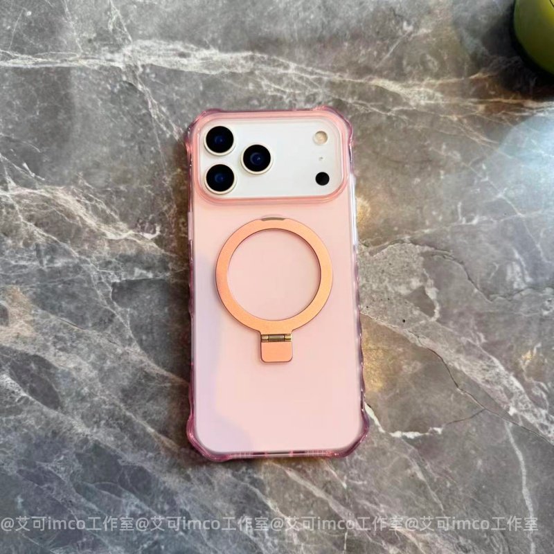 小众ins风简约支架适用iPhone17pro max手机壳16pro苹果15磁吸透明保护套四角防摔粉色玫红保护套女生新款