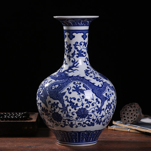 景德镇陶瓷花瓶中式青