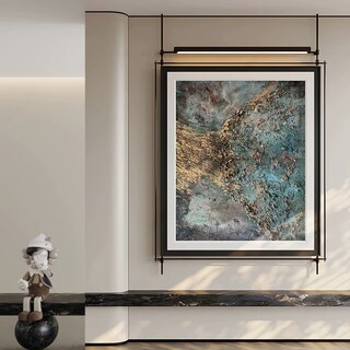 定制高级感酒店民宿会所中古风金属杆机理立体浮雕装饰画氛围灯画