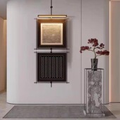 饰画售楼处样板间玄关背景墙装 定制意式 金属杆装 置茶室民宿挂画
