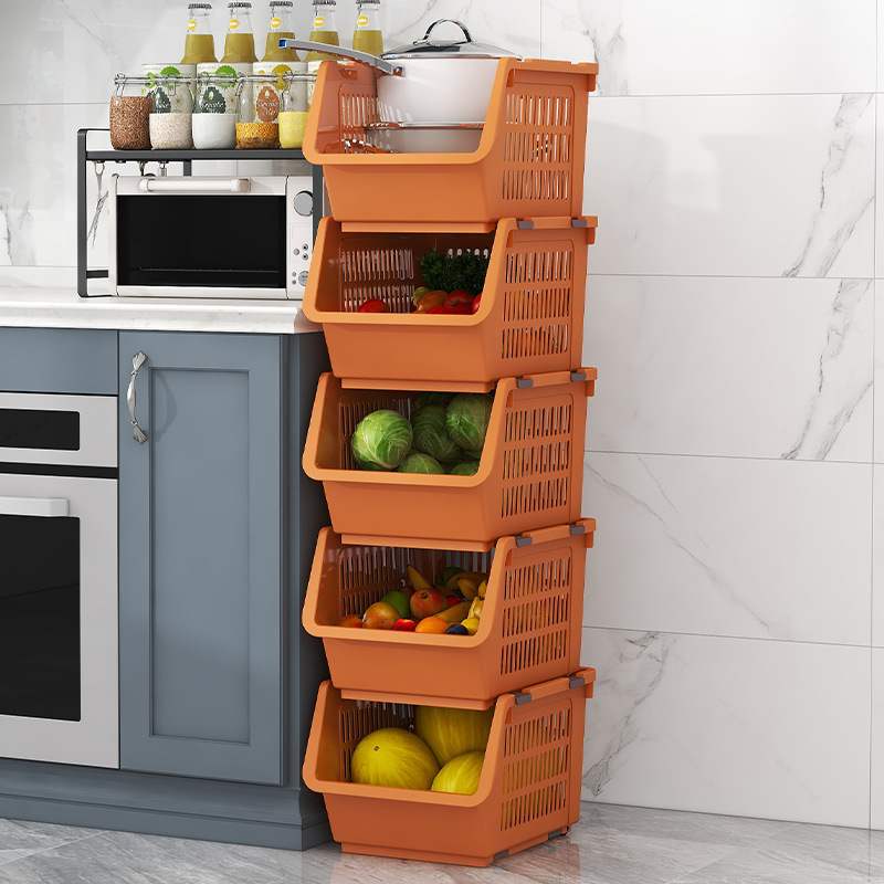 塑料多层置物架置地式厨房蔬果收纳架叠加多功能玩具杂物菜篮架子