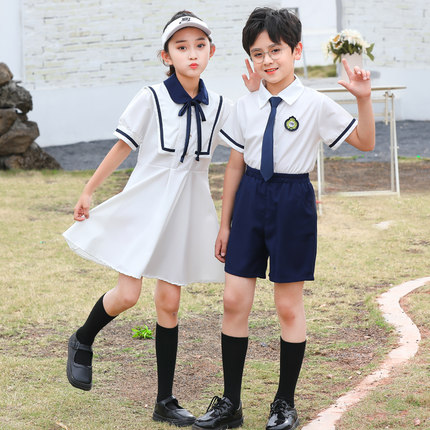 六一儿童合唱朗诵演出服幼儿园园服小学生纯棉校服英伦风班服夏季