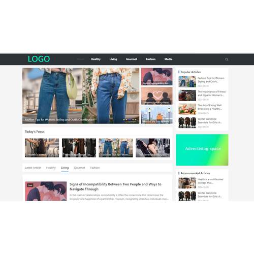 帝国cms7.5英文健康养生美食美容模板文章新闻资讯HTML5自适应