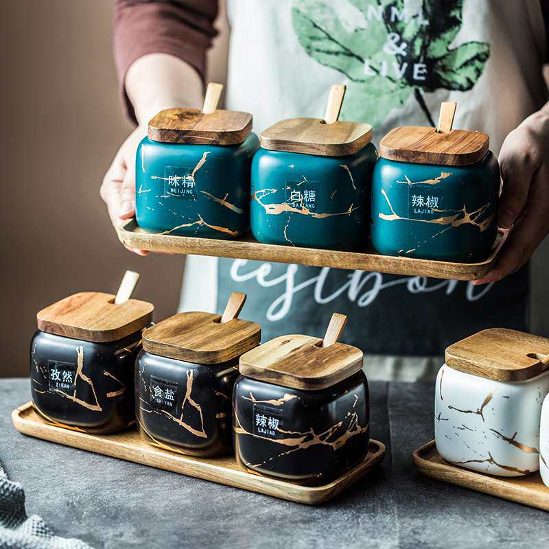 北欧哑光大理石纹陶瓷调味罐油盐罐家用调料盒厨房佐料调料瓶套装在类目 厨房/烹饪用具, 厨用小工具/厨房储物, 储物瓶罐/厨房储物器皿, 调味瓶罐中 - 来自Buy2taobao.com提供专业的淘宝代购服务
