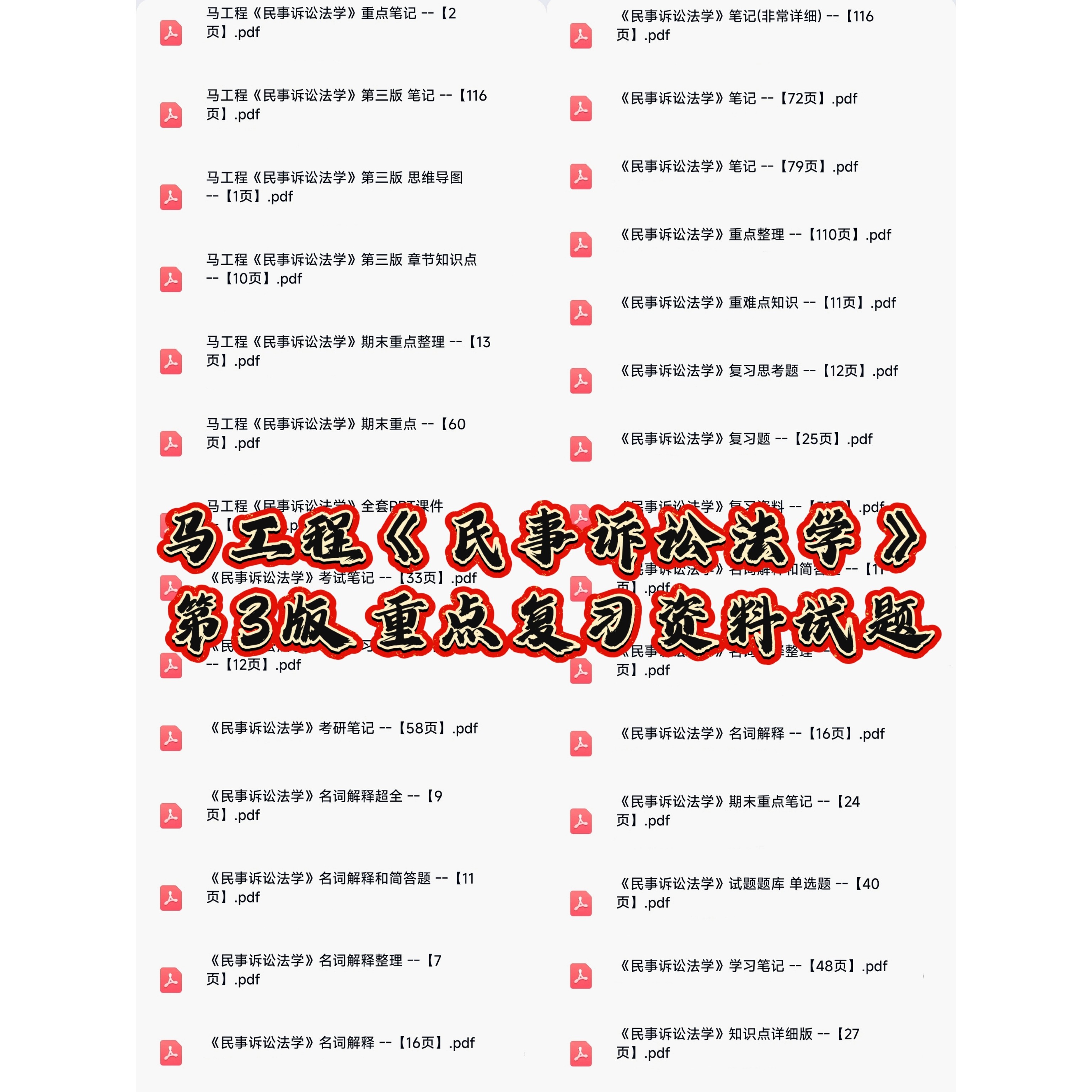 民事诉讼法学第三版大学马工程考试期末考研知识点重点题库复习题