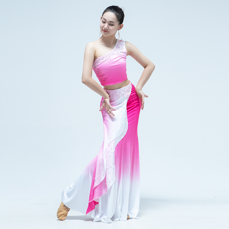 舞裁缝傣族舞蹈演出服装修身包臀鱼尾裙民族风艺考表演服女定制