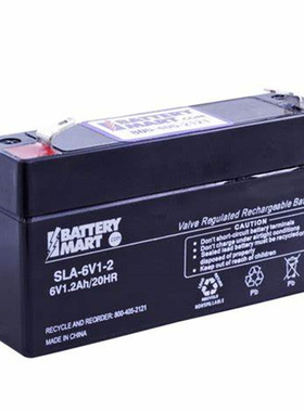 BATTERY MART蓄电池SLA6V1.2AH/20HR免维护可充电蓄电池