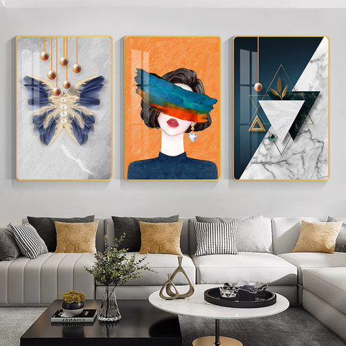 客厅装饰画现代简约轻奢三联画高级感沙发背景墙挂画餐厅卧室壁画