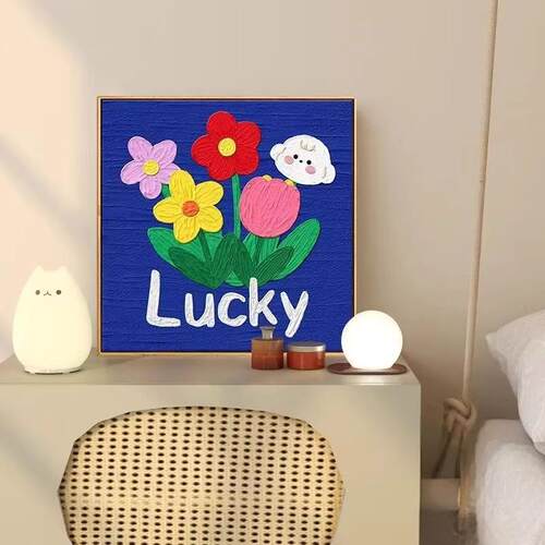 lucky治愈系简约挂画ins风小清新桌面摆画客厅卧室现代简约背景画