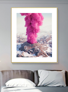 Pink Eruption超现实主义装饰画 粉色火山酒店民宿会所工作室挂画