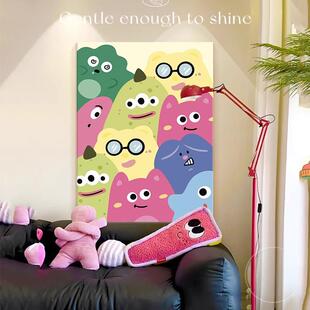 多巴胺客厅装 饰画ins风沙发背景墙壁画桌面摆画趣味卡通卧室挂画