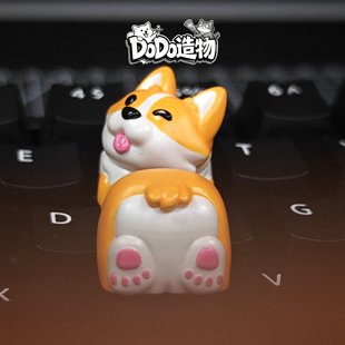 双键小狗柴犬屁股单个键帽手工涂装可爱Esc树脂机械键盘创意礼物