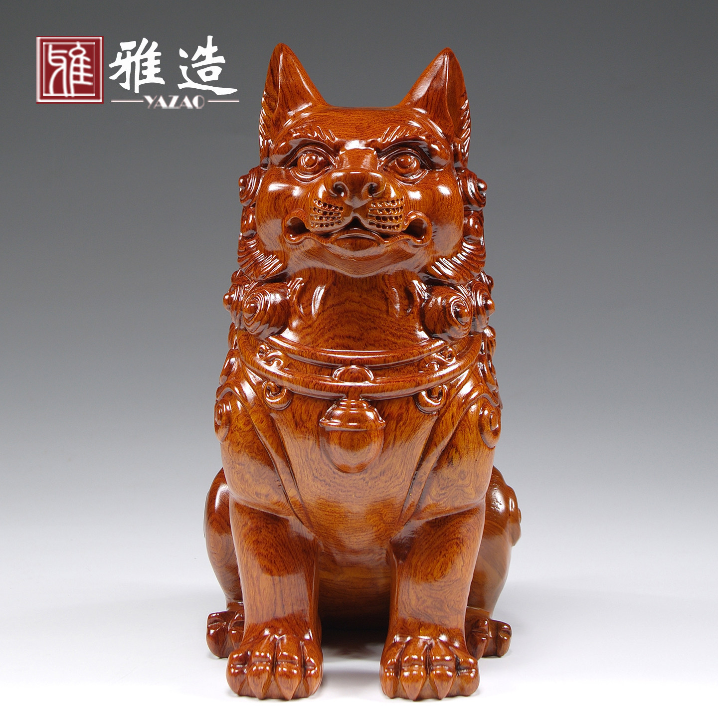 花梨木雕生肖狗摆件办公室装饰品