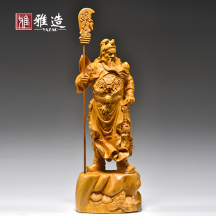 香樟木雕关公像摆件实木武财神关羽关帝圣君客厅家居店铺开业装饰