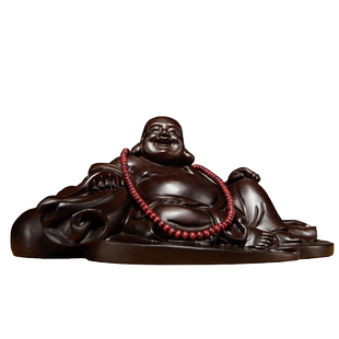 黑檀木雕弥勒佛像摆件实木坐笑佛家居客厅电视柜装饰红木工艺礼品